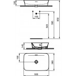 Νιπτήρας ελευθέρας τοποθέτησης 55x38x12 από πορσελάνη με υπερχείλιση χωρίς οπή  Powder, χρώμα: Μπλε επιφάνεια: Ματ Ελευθέρας τοποθέτησης