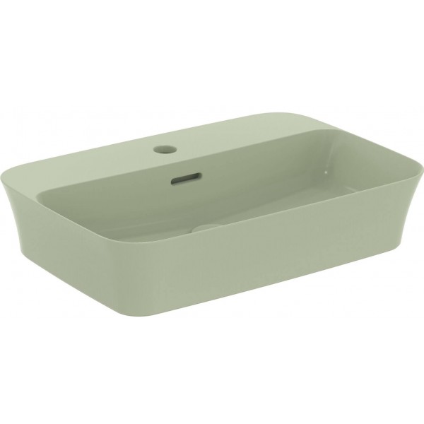 Washbasin Free standing 55x38x12 material: Porcelain With one hole With overflow Sage, color: Green surface: Matt Washbasin Free standing 55x38x12 material: Porcelain With one hole With overflow Sage, color: Green surface: Matt