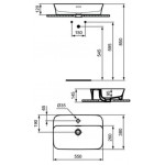 Washbasin Free standing 55x38x12 material: Porcelain With one hole With overflow Silk white, color: White surface: Matt Free standing