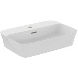 Νιπτήρας ελευθέρας τοποθέτησης 55x38x12 από πορσελάνη με μία οπή με υπερχείλιση, χρώμα: Λευκό επιφάνεια: Γυαλιστερή Ελευθέρας τοποθέτησης