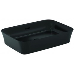 Νιπτήρας ελευθέρας τοποθέτησης 55x38x12 από πορσελάνη με υπερχείλιση χωρίς οπή  Black Matt, χρώμα: Μαύρο επιφάνεια: Ματ