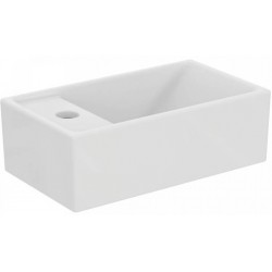 Washbasin Wall-mounted 37x21x12 no pedestal / Without overflow With 1 bowl With hole on the left material: Porcelain, color: White surface: Glossy Wall-mounted