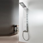 Στήλη ντους με υδρομασάζ 4 εξόδων 140cm, χρώμα: Χρωμέ επιφάνεια: Βουρτσισμένη Με υδρομασάζ
