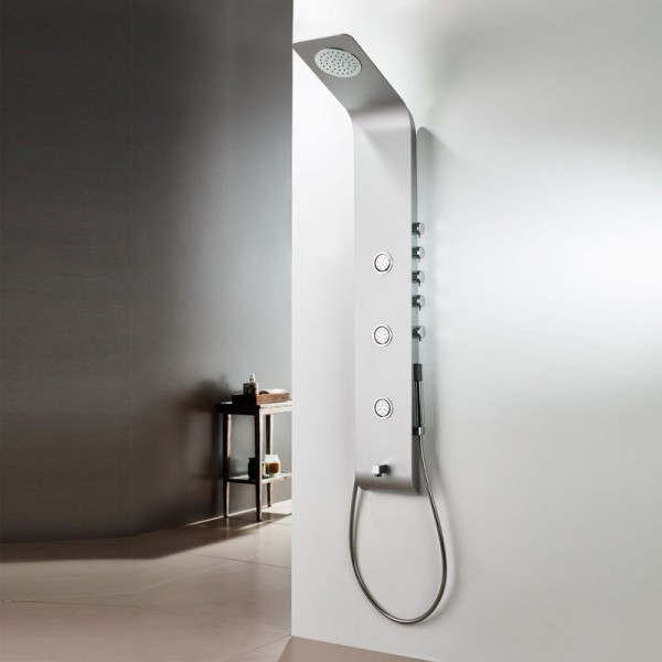 Στήλη ντους με υδρομασάζ 4 εξόδων 140cm, χρώμα: Χρωμέ επιφάνεια: Βουρτσισμένη Με υδρομασάζ