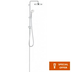 Βέργα με κεφαλή ντους από ορείχαλκο με διανομέα 74cm, Φ21cm, με τηλέφωνο & σπιράλ 1,5m, χρώμα: Χρωμέ επιφάνεια: Γυαλιστερή Βέργες ντους με κεφαλή