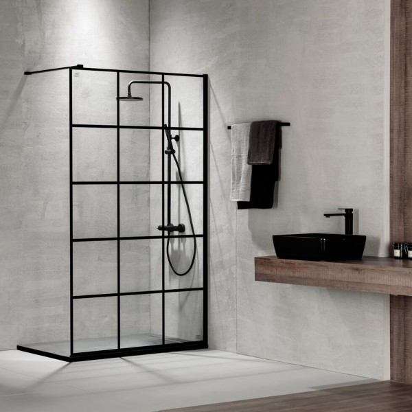 Shower enclosure Linear 80x200 8mm fixed surface: Matt, color: Black Linear Shower enclosure Linear 80x200 8mm fixed surface: Matt, color: Black Linear