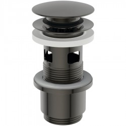 Waste Valve Magnetic Grey With overflow material: Brass surface: Brushed, color: Grey Waste overflows