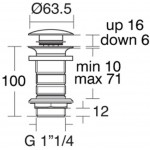 Βαλβίδα για νιπτήρες χωρίς υπερχείλιση από ορείχαλκο επιφάνεια: Γυαλιστερή, χρώμα: Χρωμέ Βαλβίδες