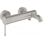 Bathtub tap Wall-mounted exposed material: Brass with hand shower, hose and holder Supersteel mixer, color: Chrome surface: Brushed Wall-mouned exposed