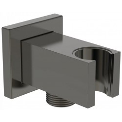 Shower holder Fixed With Outlet elbow material: Brass Magnetic Grey, color: Grey surface: Brushed
