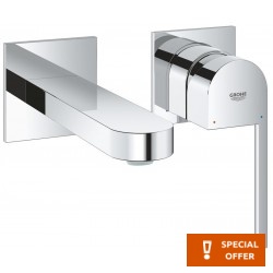 Wash basin tap Wall-mounted - external part 2 holes mixer Without waste, color: Chrome 14,6cm, M-Size material: Brass surface: Glossy Wall-mounted - external part