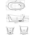 Bathtub Free standing/ Built-in 180x85x76 material: Acrylic surface: Matt, color: White/Black no grab bars Free standing/ Built-in Bathtub Free standing/ Built-in 180x85x76 material: Acrylic surface: Matt, color: White/Black no grab bars Free standing/ Built-in