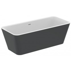 Μπανιέρα ελευθέρας τοποθέτησης 180x80x60 από ακρυλικό επιφάνεια: Ματ, χρώμα: Λευκό/Μαύρο με βαλβίδα click-clack χωρίς λαβές