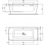 Μπανιέρα ελευθέρας τοποθέτησης 180x80x60 από ακρυλικό επιφάνεια: Ματ, χρώμα: Λευκό/Μαύρο με αυτόματη βαλβίδα με ενσωματωμένη λειτουργία παροχής νερού χωρίς λαβές Ελευθέρας τοποθέτησης