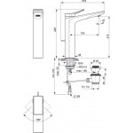 Μπαταρία νιπτήρος επικαθήμενη αναμεικτική από ορείχαλκο για νιπτήρα ελεύθερης τοποθέτησης με βαλβίδα pop-up  Magnetic Grey, χρώμα: Γκρι επιφάνεια: Βουρτσισμένη Επικαθήμενες