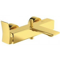 Μπαταρία μπανιέρας επίτοιχη από ορείχαλκο κορμός (χωρίς τηλέφωνο, σπιράλ, στήριγμα) αναμεικτική, χρώμα: Χρυσό επιφάνεια: Βουρτσισμένη Επίτοιχες