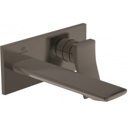 Μπαταρία νιπτήρος εντοιχιζόμενη - εξωτερικό μέρος αναμεικτική με πλακέτα χωρίς βαλβίδα, χρώμα: Γκρι Magnetic Grey, 22,5cm από ορείχαλκο επιφάνεια: Βουρτσισμένη