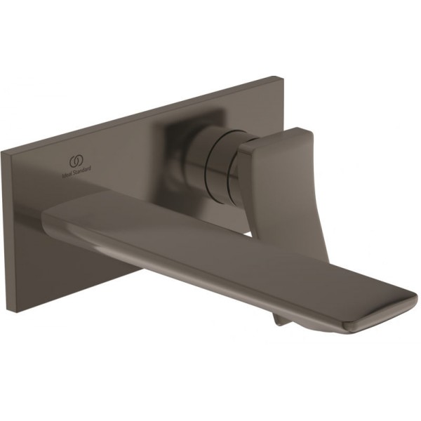 Wash basin tap Wall-mounted - external part mixer With plate Without waste, color: Grey Magnetic Grey, 22,5cm material: Brass surface: Brushed Wall-mounted - external part Wash basin tap Wall-mounted - external part mixer With plate Without waste, color: Grey Magnetic Grey, 22,5cm material: Brass surface: Brushed Wall-mounted - external part