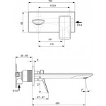 Wash basin tap Wall-mounted - external part mixer With plate Without waste, color: Chrome 22cm material: Brass surface: Glossy Wall-mounted - external part