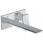 Wash basin tap Wall-mounted - external part mixer With plate Without waste, color: Chrome 22cm material: Brass surface: Glossy Wall-mounted - external part