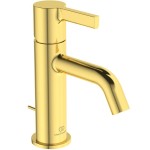 Wash basin tap Deck-mounted material: Brass mixer S size With pop-up waste set, color: Gold surface: Matt Deck-mounted