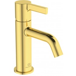 Wash basin tap Deck-mounted material: Brass mixer S size Without waste Brushed Gold, color: Gold surface: Brushed