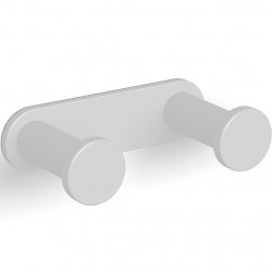 Hook double Flat wall mounted material: Brass, color: White surface: Matt Hooks