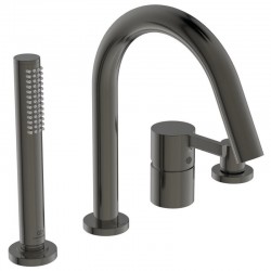 Bathtub tap Deck-mounted complete material: Brass Magnetic Grey, color: Grey surface: Brushed