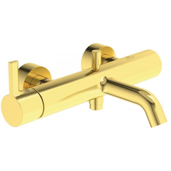 Bathtub tap Wall-mounted exposed material: Brass without hand shower, hose and holder Brushed Gold mixer, color: Gold surface: Brushed Wall-mouned exposed