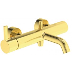 Μπαταρία μπανιέρας επίτοιχη από ορείχαλκο κορμός (χωρίς τηλέφωνο, σπιράλ, στήριγμα) αναμεικτική, χρώμα: Χρυσό επιφάνεια: Βουρτσισμένη Επίτοιχες