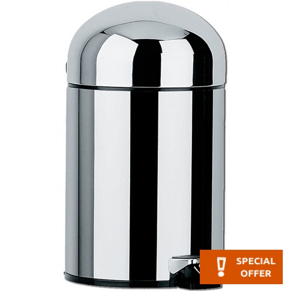 Waste bin material: Inox soft close 5 lt Closed Floor standing, color: Chrome surface: Glossy Dustbins