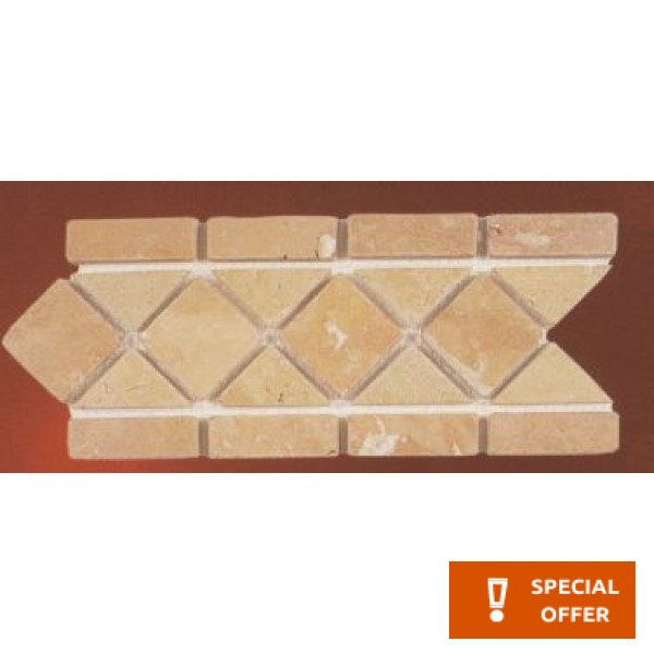 Marble edging 12,5x28, hue: Beige Tile Liners (Listello)-Decore Marble edging 12,5x28, hue: Beige Tile Liners (Listello)-Decore