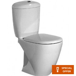 Toilet (only) Floor standing close-coupled horizontal outlet p with rim Simple surface: Glossy 61x35, color: White