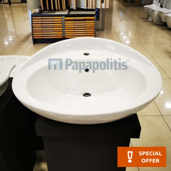Νιπτήρας ημιένθετος 71x62x30 από πορσελάνη, χρώμα: Λευκό επιφάνεια: Γυαλιστερή Ημιένθετοι Νιπτήρας ημιένθετος 71x62x30 από πορσελάνη, χρώμα: Λευκό επιφάνεια: Γυαλιστερή Ημιένθετοι