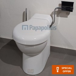 Σετ Λεκάνη επιδαπέδια ΥΠ (υψηλής πίεσης) + Κάλυμμα Wrapover κάτω σιφώνι S / πίσω σιφώνι P με χείλος universal & κάλυμμα 57x36 επιφάνεια: Γυαλιστερή, χρώμα: Λευκό Επιδαπέδιες ΥΠ