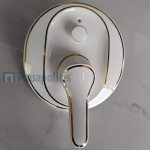 Shower tap Wall-mounted external part 2 way material: Brass mixer With plate without hand shower, hose and holder, color: White/Gold surface: Glossy Wall-mounted - external part