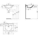 Washbasin Wall-mounted 65x50x16,5 With 1 bowl With hole in the middle With overflow / no pedestal material: Porcelain, color: White surface: Glossy Wall-mounted