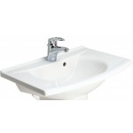 Washbasin Wall-mounted 65x50x16,5 With 1 bowl With hole in the middle With overflow / no pedestal material: Porcelain, color: White surface: Glossy Wall-mounted
