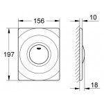 Πλακέτα εντοιχιζόμενου καζανακίου από ABS με πνευματικό μηχανισμό μονής ενέργειας, χρώμα: Χρωμέ επιφάνεια: Γυαλιστερή Πλακέτες