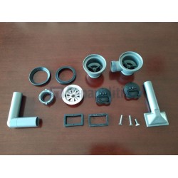 Sink drain double with overflow material: Plastic Drains - Siphons