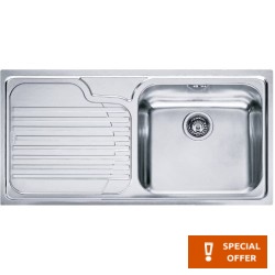 Νεροχύτης ανοξείδωτος 100x50 από inox επιφάνεια: Λεία ματ με πάγκο αριστερά ένθετος 1 γούρνα New Infinito INX 611-Ν, χρώμα: Χρωμέ Ανοξείδωτοι