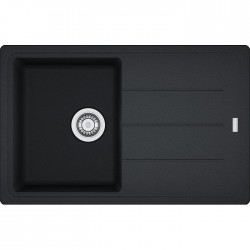 Νεροχύτης γρανιτένιος 78x50 με πάγκο αριστερά / με πάγκο δεξιά ένθετος 1 γούρνα αντιστρεφόμενος, Onyx, χρώμα: Μαύρο Γρανιτένιοι