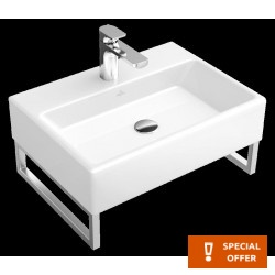 Νιπτήρας επίτοιχος 50x42x14 Ceramic Plus, χωρίς υπερχείλιση με 1 γούρνα με οπή στη μέση χωρίς κολώνα από πορσελάνη, χρώμα: Λευκό επιφάνεια: Γυαλιστερή