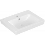Νιπτήρας επίτοιχος 55x44x15 Ceramic Plus με 1 γούρνα με μισή κολώνα / με ολόκληρη κολώνα με οπή στη μέση από πορσελάνη, χρώμα: Λευκό επιφάνεια: Γυαλιστερή Επίτοιχοι