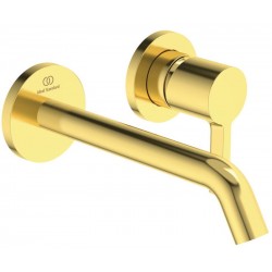 Wash basin tap Wall-mounted - external part 2 holes mixer Without waste, color: Gold Brushed Gold, 18cm material: Brass surface: Brushed