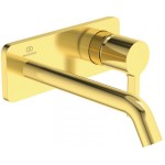 Wash basin tap Wall-mounted - external part mixer With plate Without waste, color: Gold Brushed Gold,18cm material: Brass surface: Brushed Wall-mounted - external part