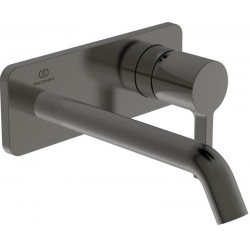 Wash basin tap Wall-mounted - external part mixer With plate Without waste, color: Grey Magnetic Grey, 18cm material: Brass surface: Brushed Wall-mounted - external part