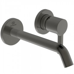 Wash basin tap Wall-mounted - external part 2 holes mixer Without waste, color: Grey Magnetic Grey, 18cm material: Brass surface: Brushed