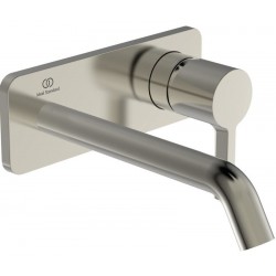 Wash basin tap Wall-mounted - external part mixer With plate Without waste, color: Chrome material: Brass Silver Storm, 18cm surface: Brushed Wall-mounted - external part