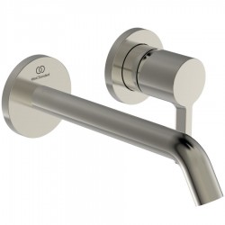 Wash basin tap Wall-mounted - external part 2 holes mixer Without waste, color: Chrome material: Brass Silver Storm, 18cm surface: Brushed